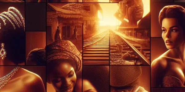 A dynamic collage contrasting classic Black cinema and adult entertainment, highlighting resilience and cultural diversity.