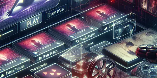 A sleek digital interface showcasing diverse Japanese adult film thumbnails with themes of privacy, security, and user engagement.